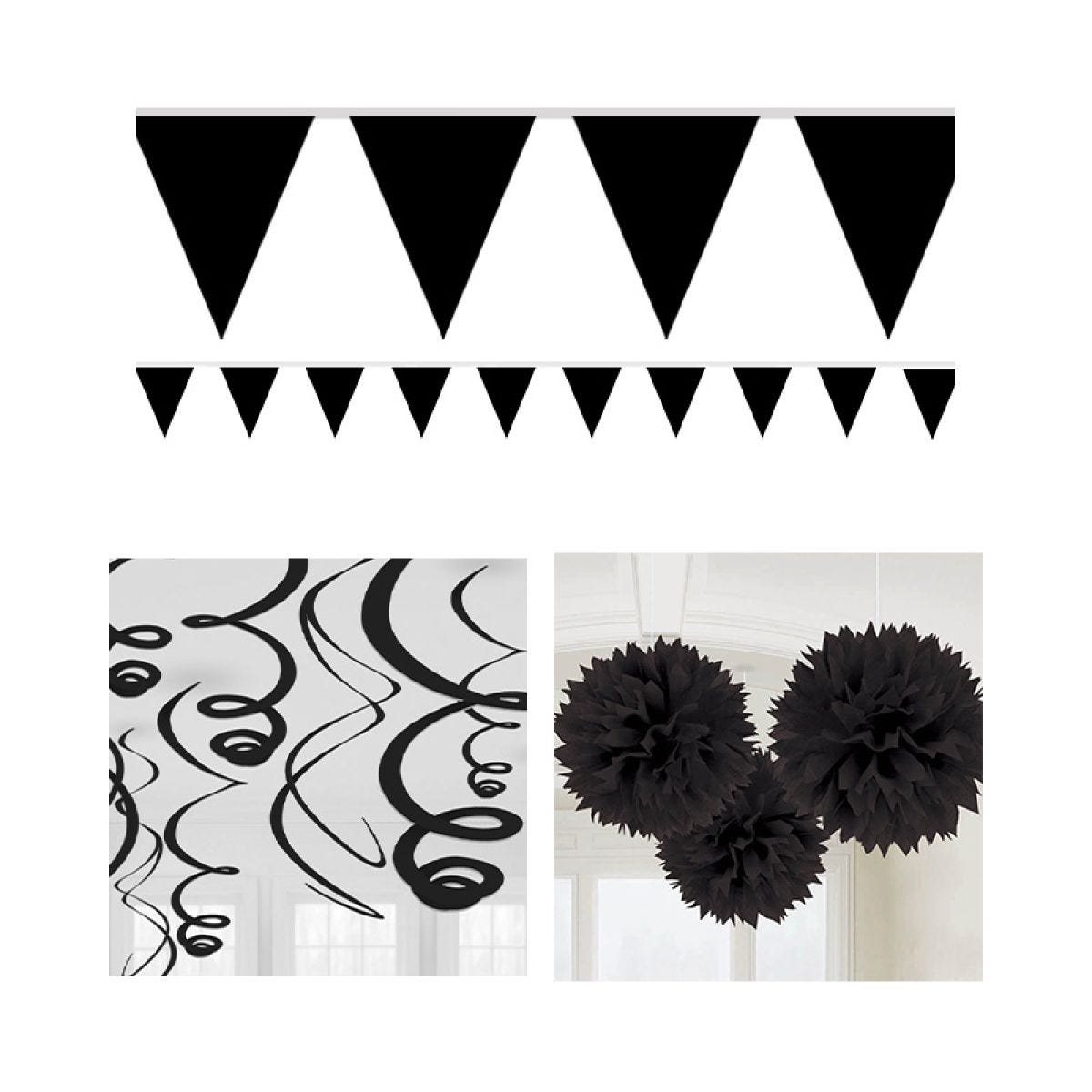 Black Pom Pom Party Decorating Kit
