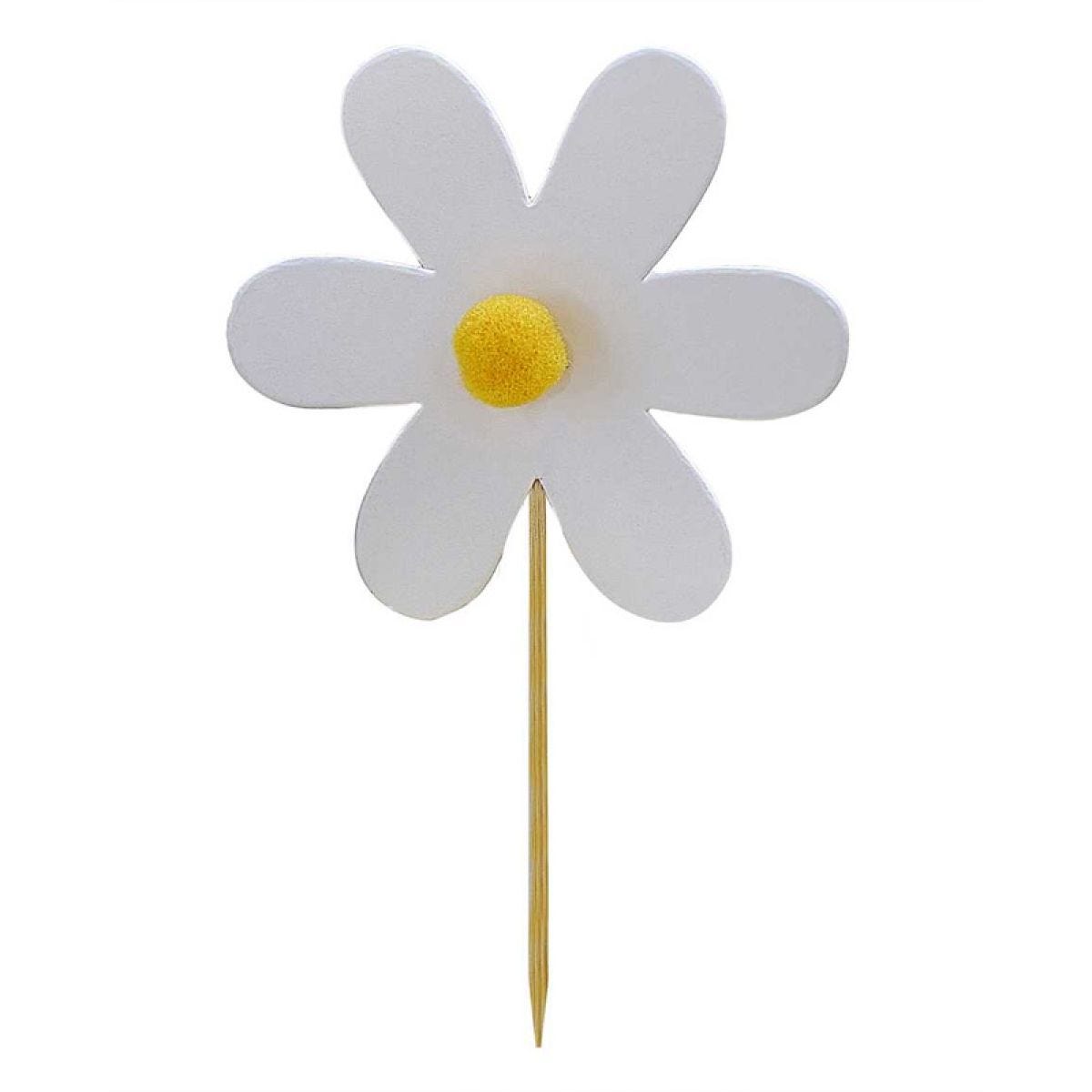 Ditsy Daisy Paper Daisies Cupcake Toppers with Pom Poms (12pk)