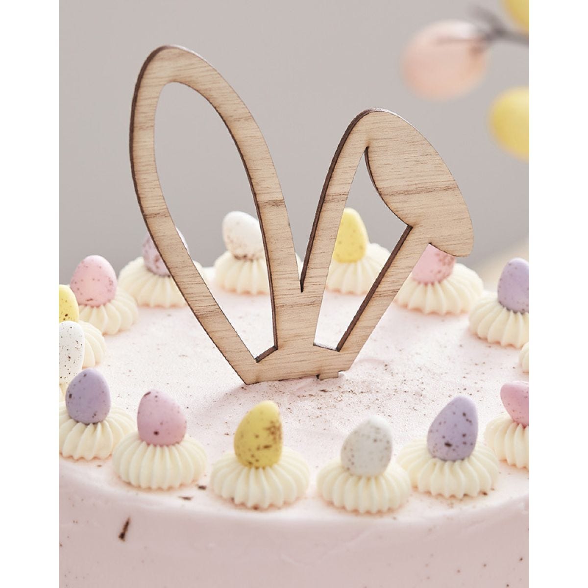 Wooden bunny Ears Cake Topper