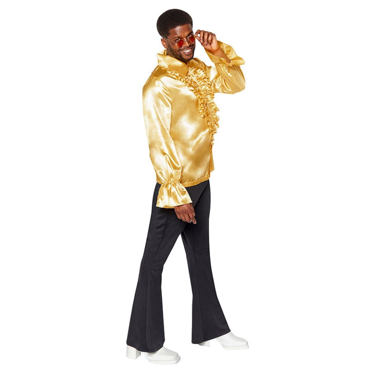 70s Gold Ruffle Shirt - Adult Costume
