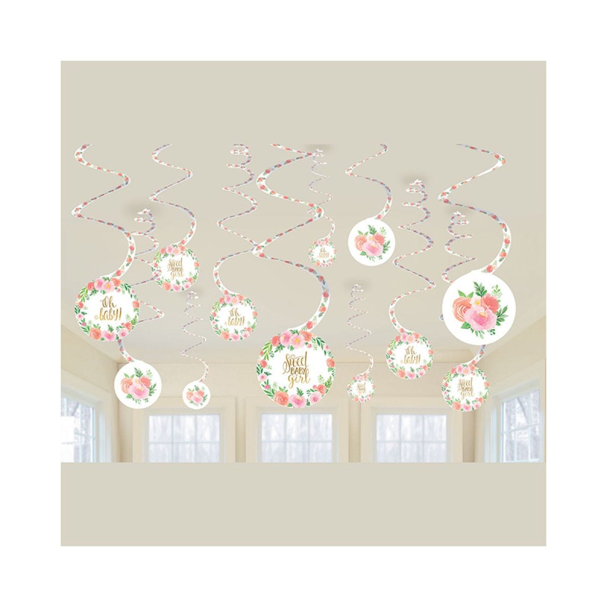 Floral Baby Hanging Swirl Decorations