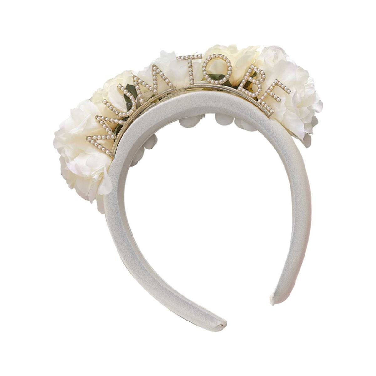 Floral Baby Foliage and Pearls &apos;Mum to Be&apos; Headband