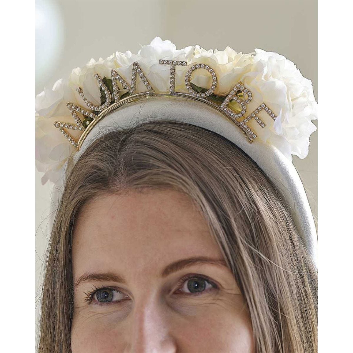 Floral Baby Foliage and Pearls &apos;Mum to Be&apos; Headband