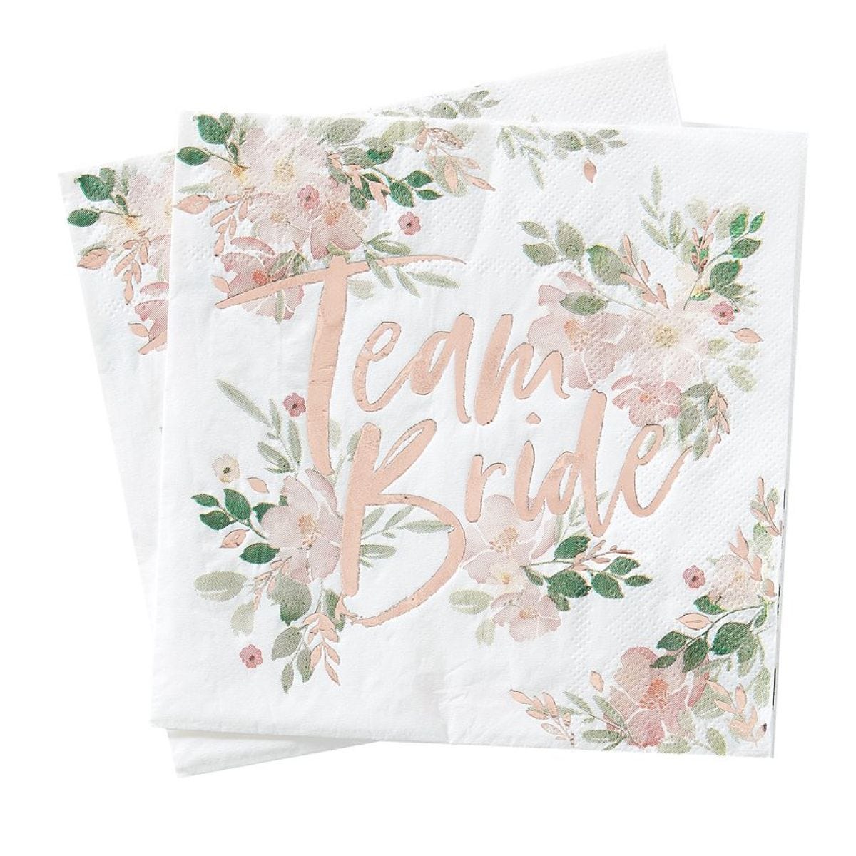 Floral Hen Party &apos;Team Bride&apos; Paper Napkins - 33cm (16pk)