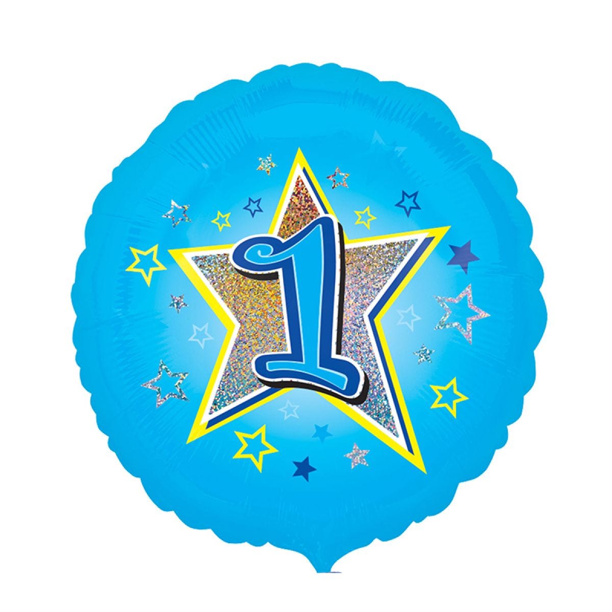 1st Birthday Blue Stars Balloon - 18" Foil