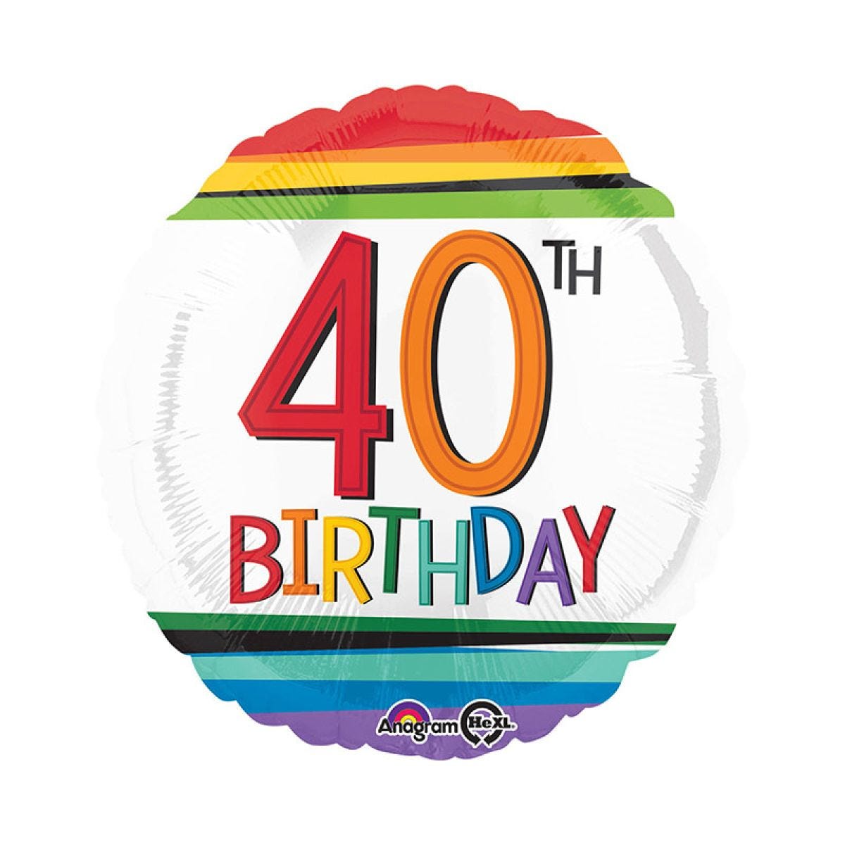 40th Birthday Rainbow Balloon - 18" Foil