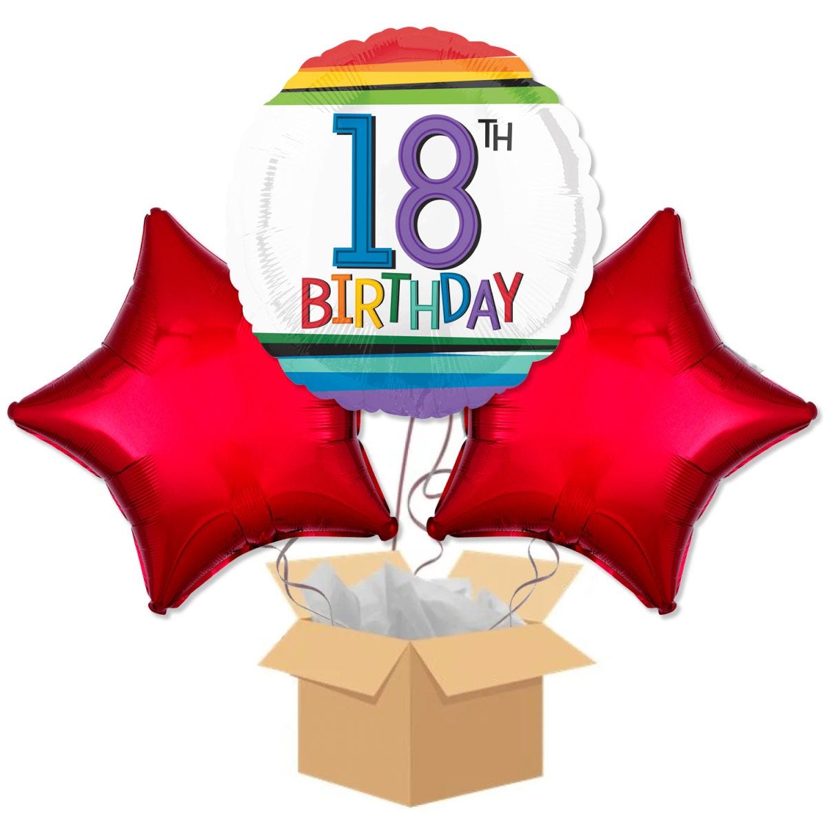 Red 18th Birthday Balloon Bouquet - Delivered Inflated