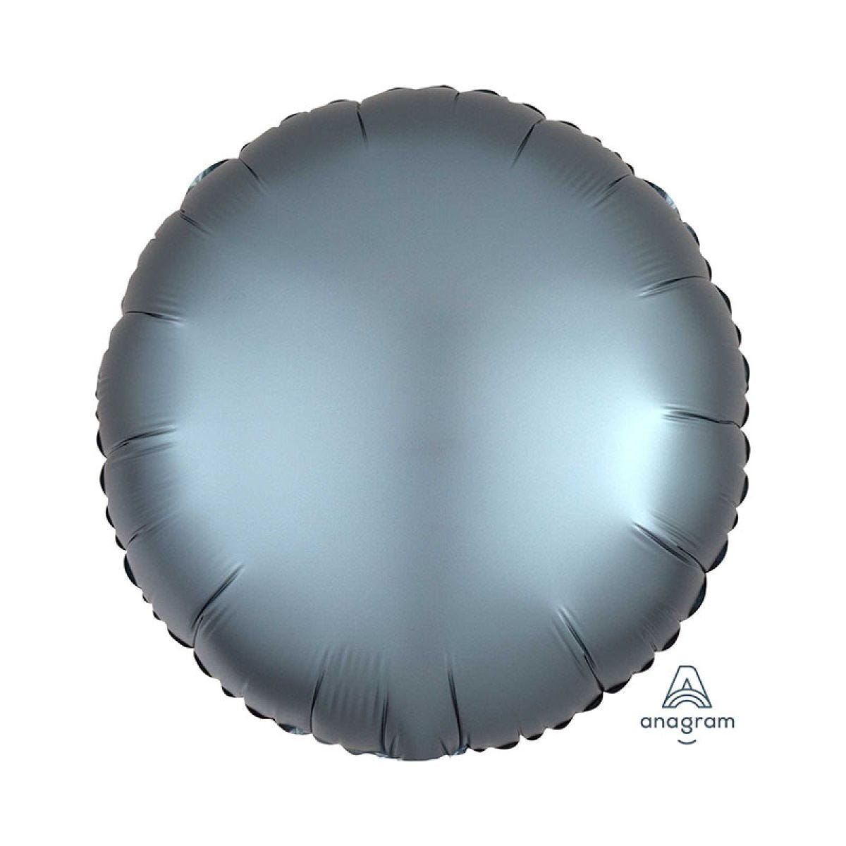 Steel Blue Satin Luxe Circle Foil Balloon - 18" Unpackaged