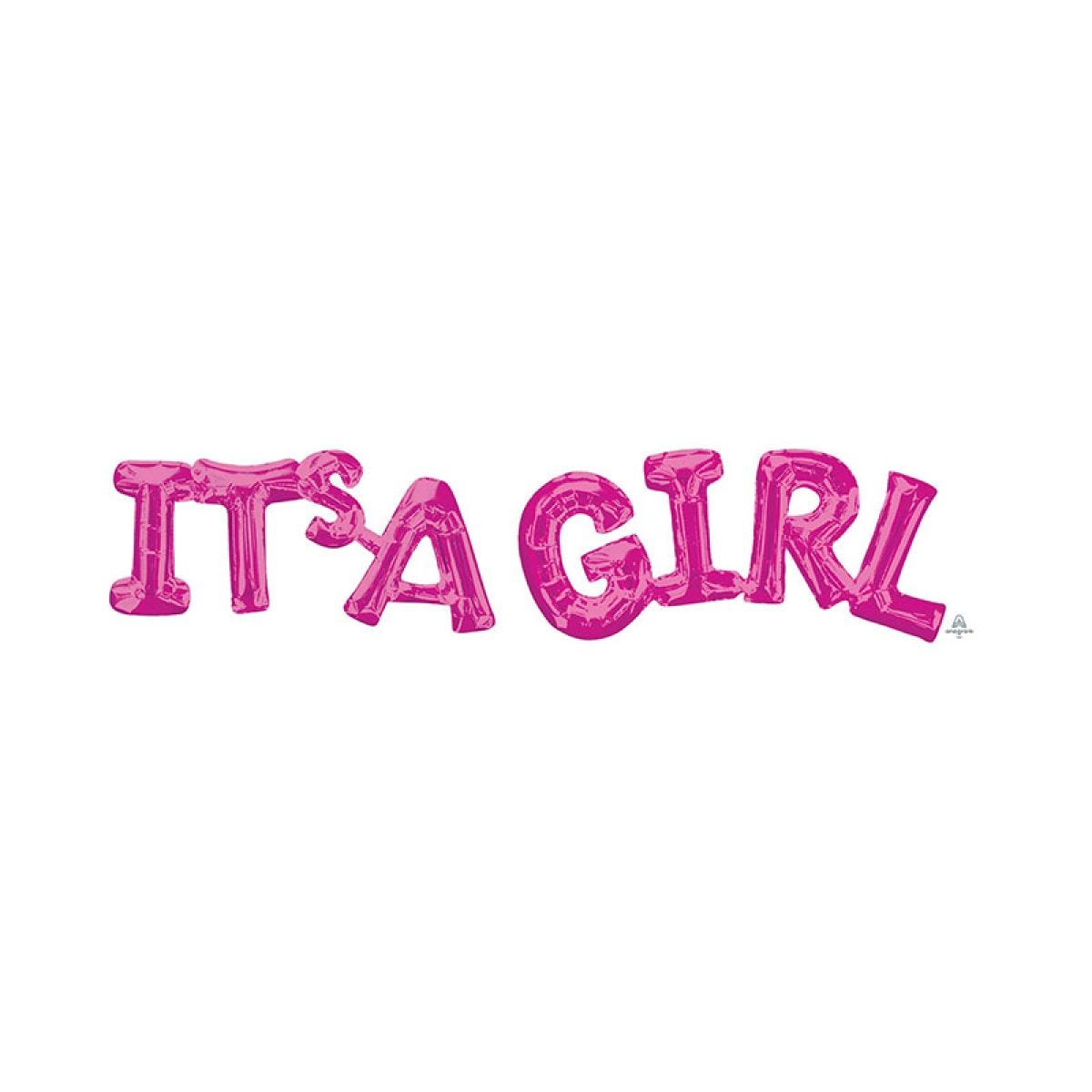 Its A Girl Pink Phrase Balloon - 40" Foil