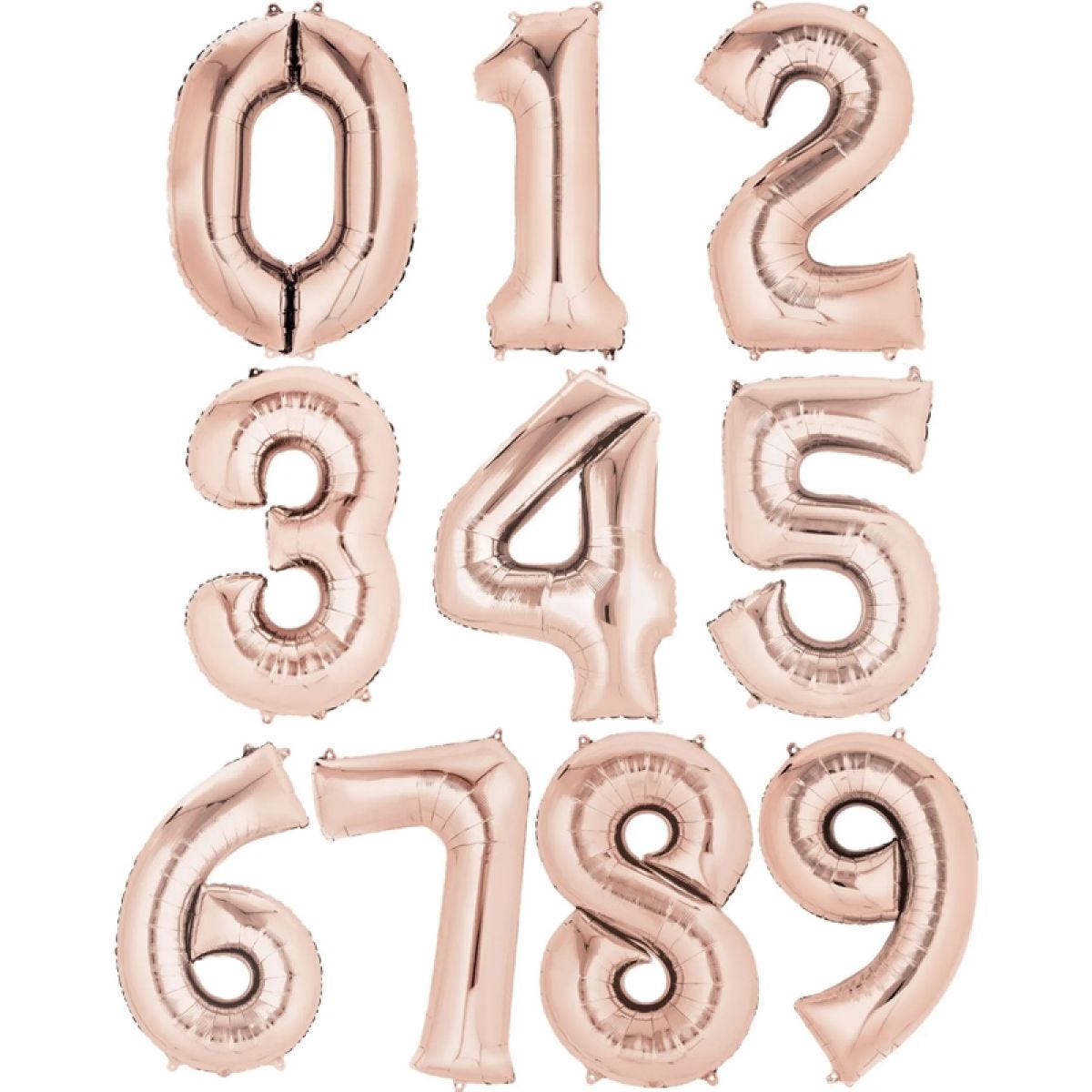 Rose Goid Foil Number Balloons - 16" Air Fill
