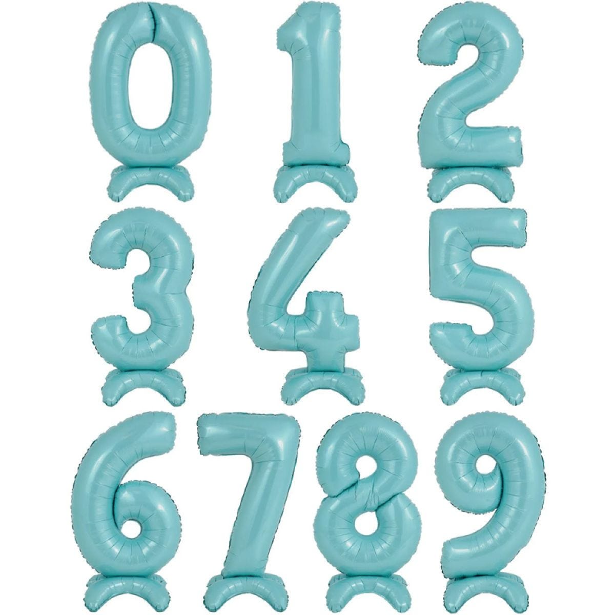 Pastel Blue Standing Number Balloons - 25" Air Fill