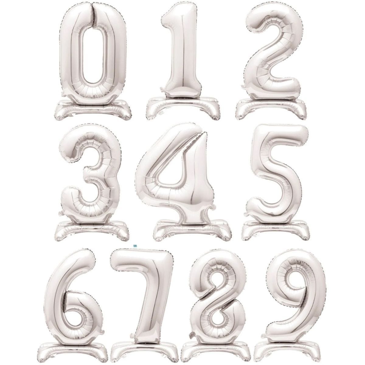 Silver Standing Number Balloons - 30" Air Fill