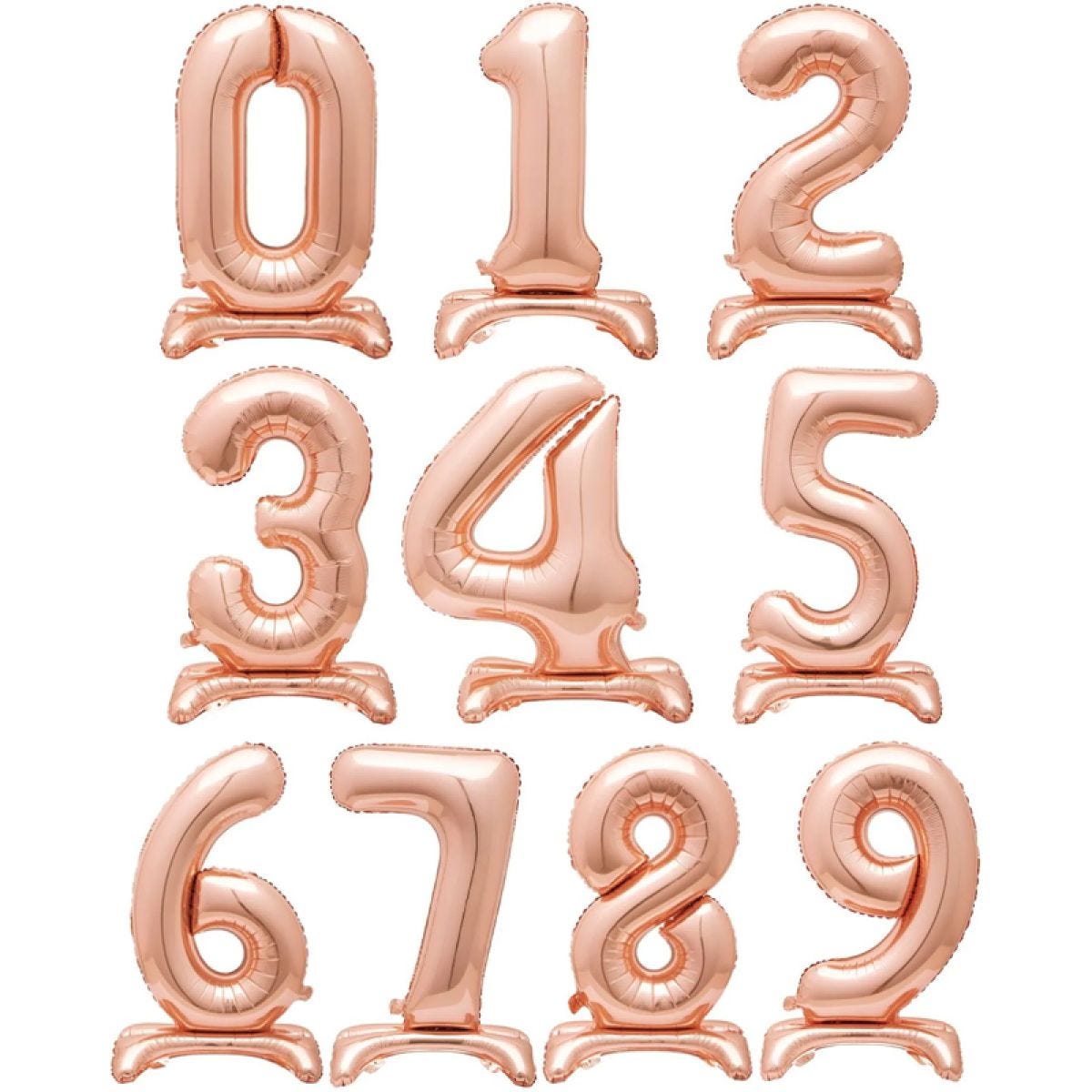 Rose Gold Standing Number Balloons - 30" Air Fill