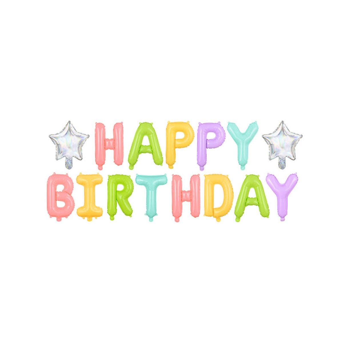 Pastel Neon Happy Birthday Foil Balloon Banner - 4m