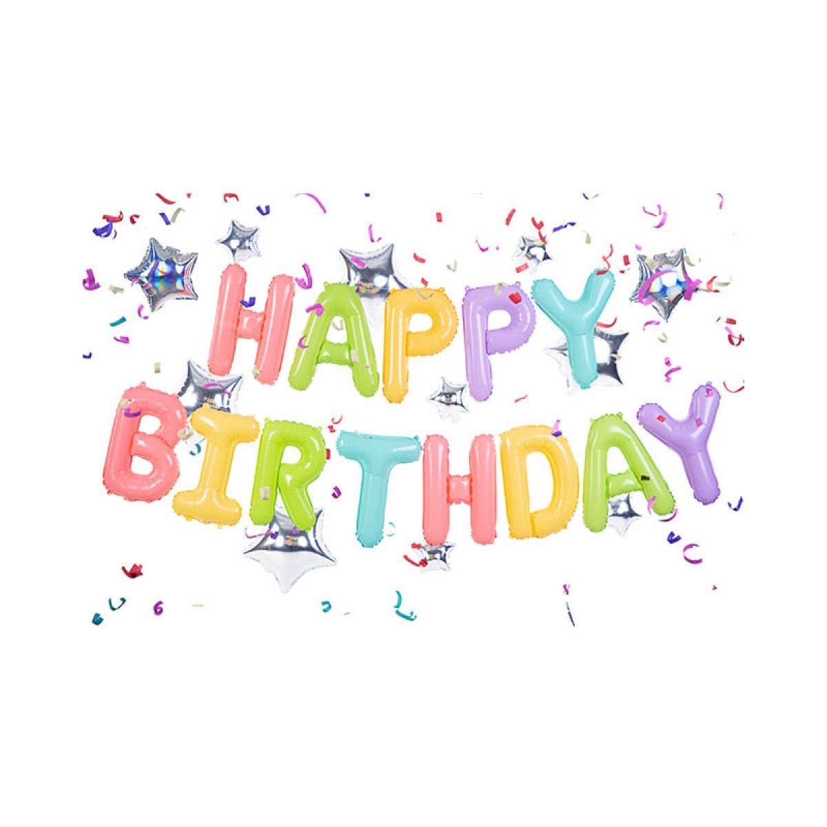 Pastel Neon Happy Birthday Foil Balloon Banner - 4m