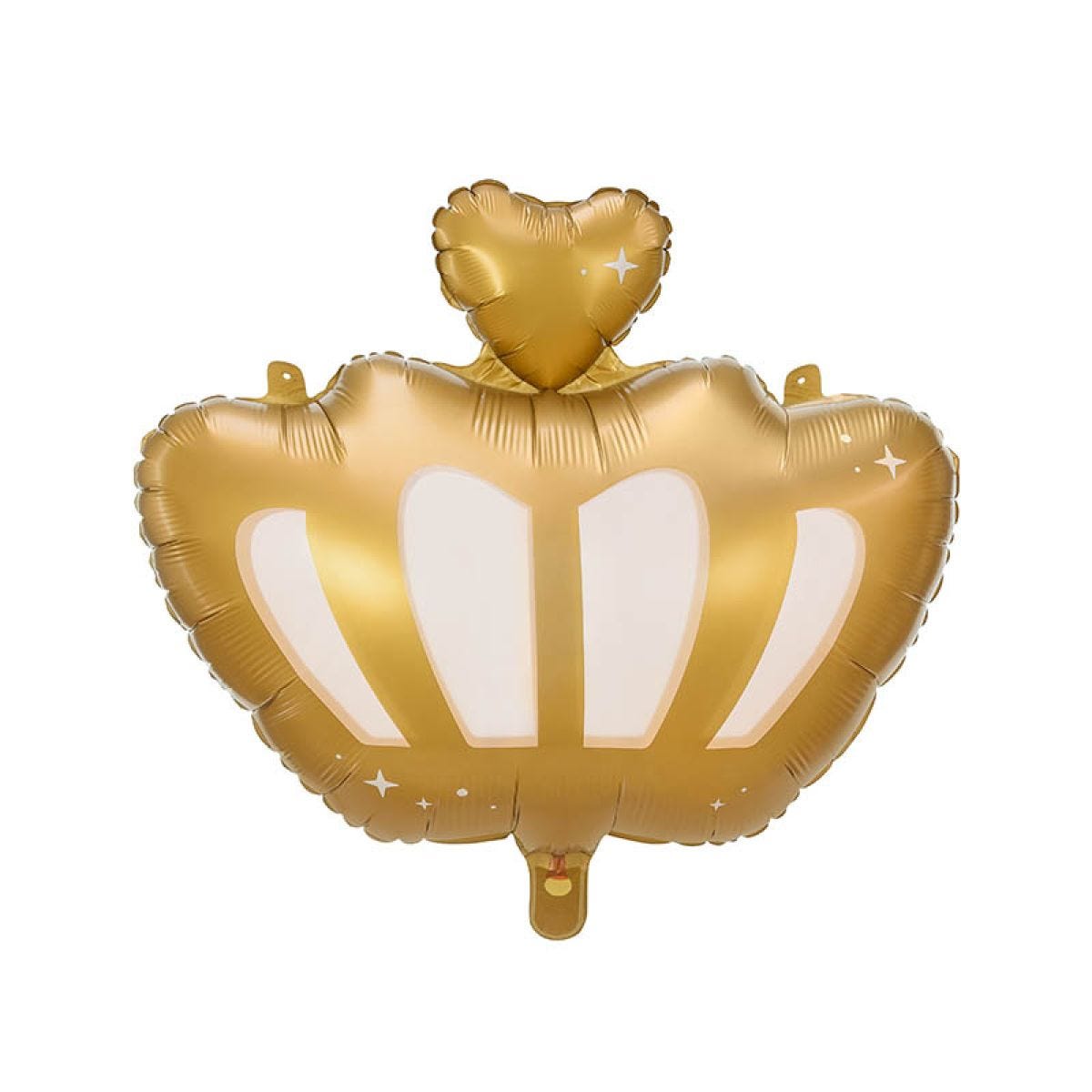 White & Gold Crown Shape Balloon - 20" Foil