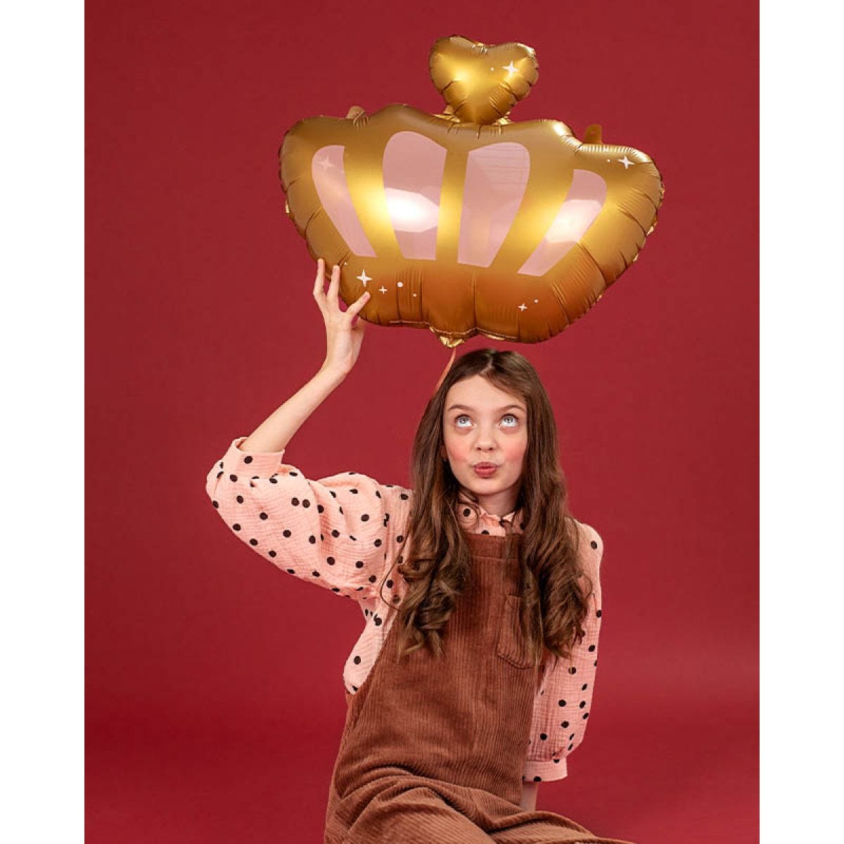 White & Gold Crown Shape Balloon - 20" Foil