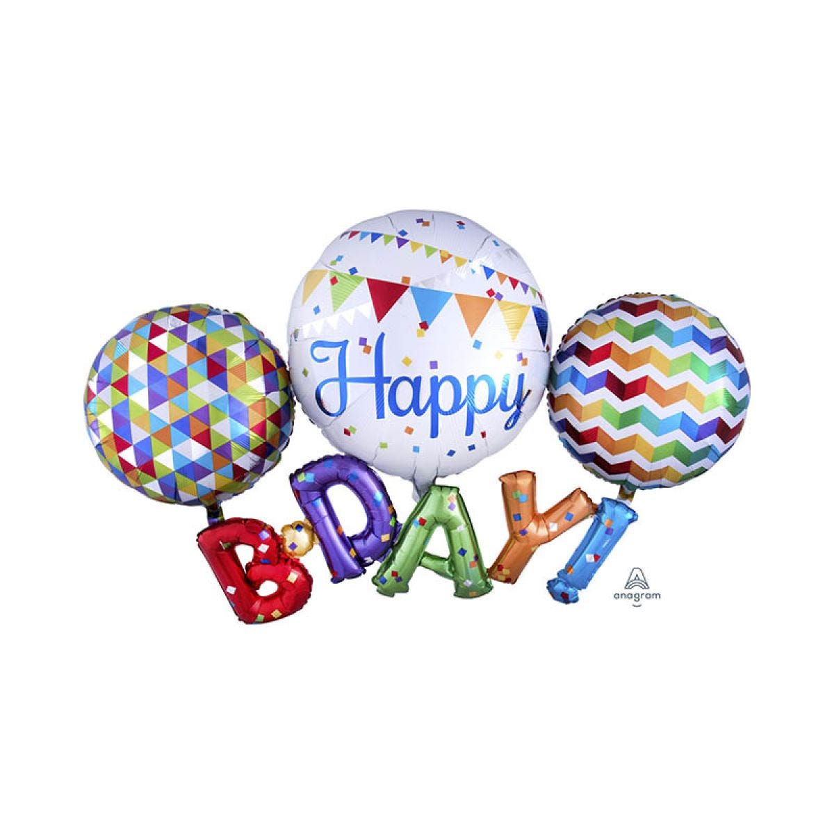 Happy Birthday Multi Foil Balloons - 56" x 36"