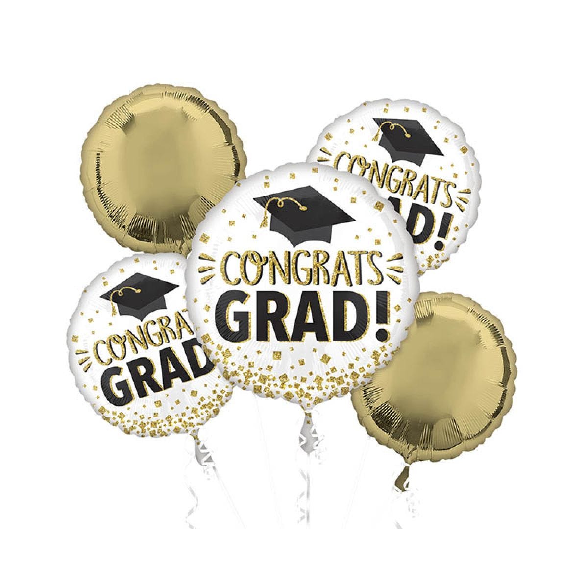 Congrats Grad Gold Foil Balloon Bouquet (5pcs)