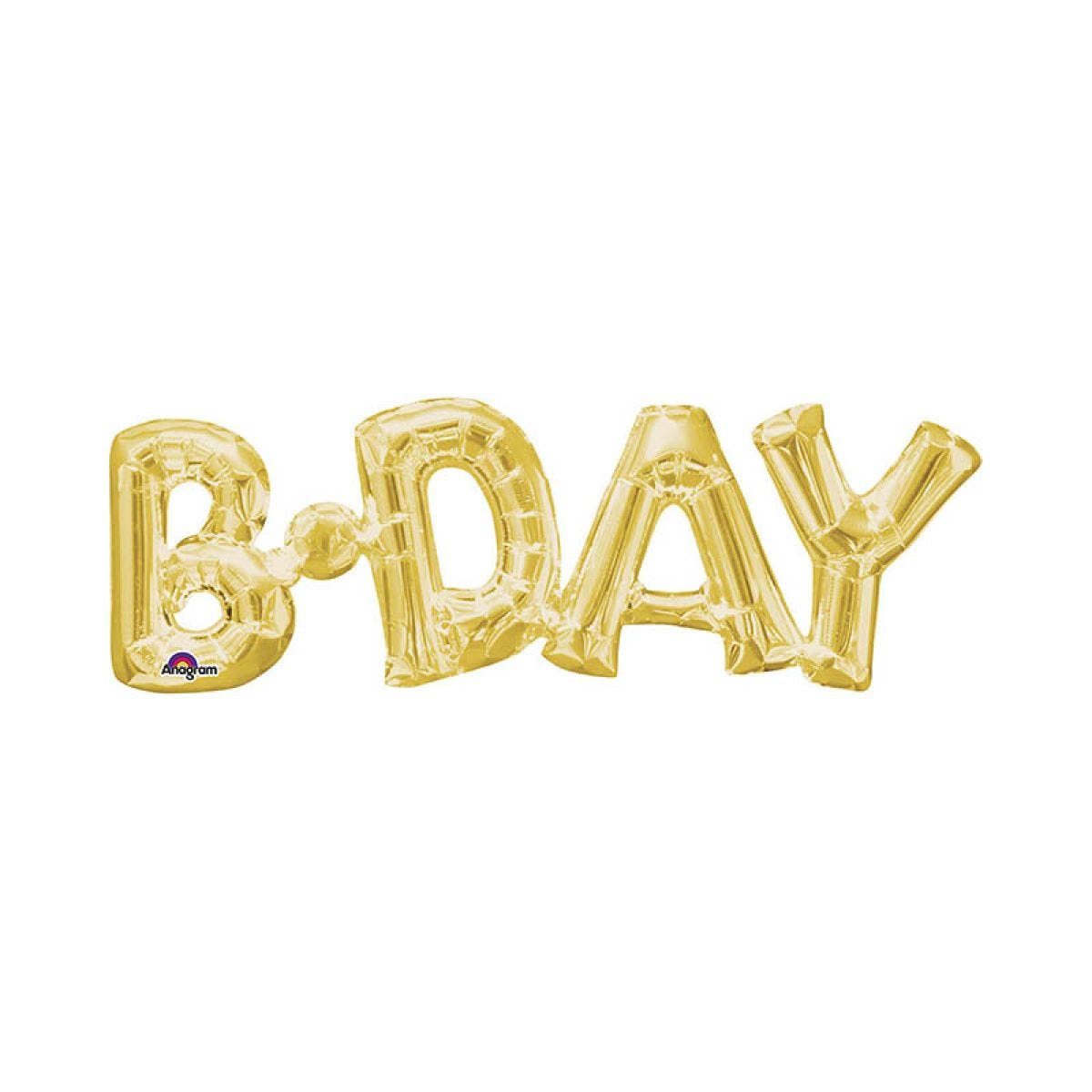 Gold &apos;BDAY&apos; Phrase Foil Balloon - 26" x 9"