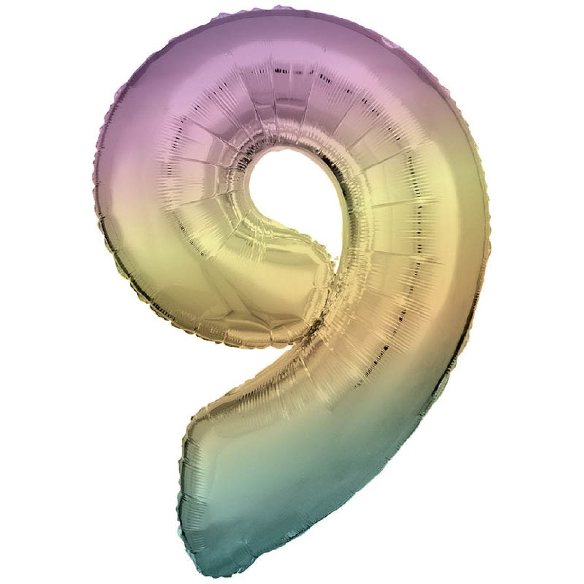 Pastel Rainbow Number 9 Balloon - 34" Foil