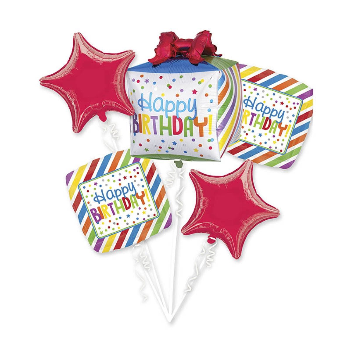 Happy Birthday Present Foil Balloos Bouquet (5pcs)