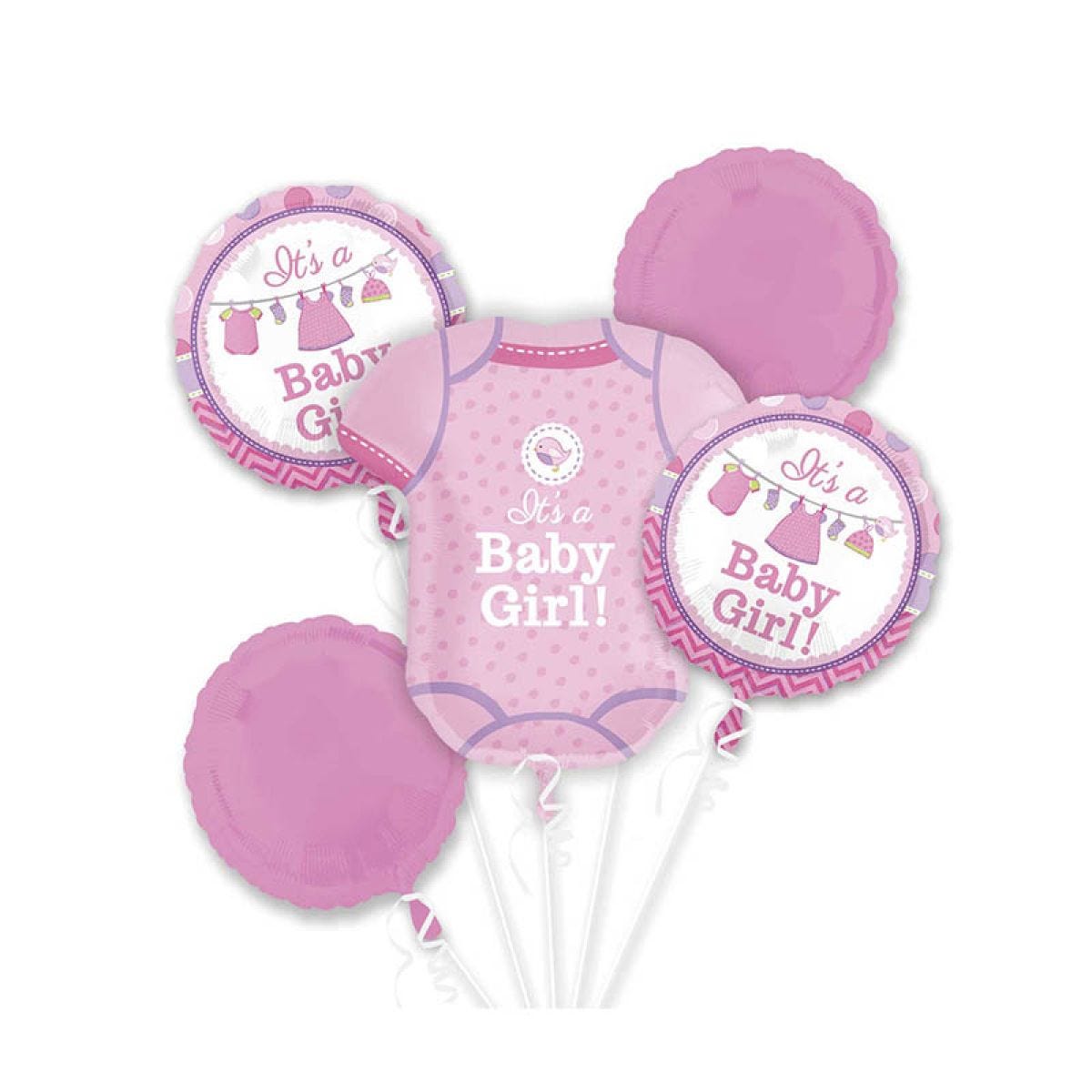 Shower with Love Baby Girl Foil Balloon Bouquet (5pcs)