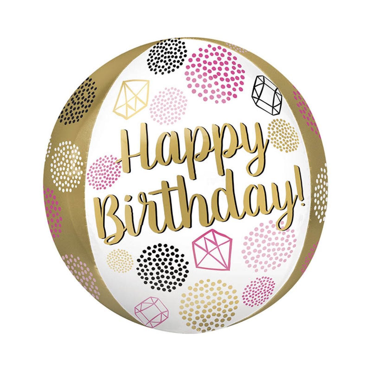 Happy Birthday Gems Orbz Balloon - 16"
