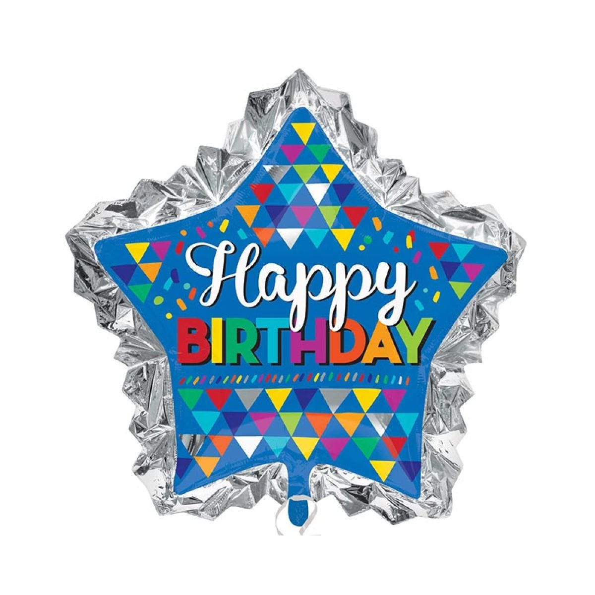 Happy Birthday Sketchy Supershape Balloon - 34" x 32" Foil