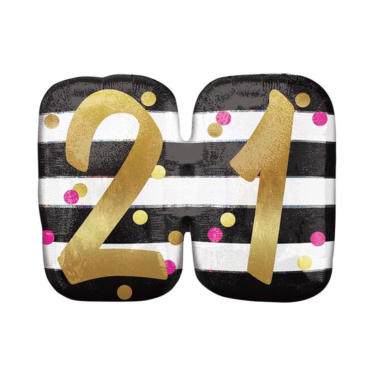 Pink & Gold 21st Birthday Supershape - 25" x 22" Foil