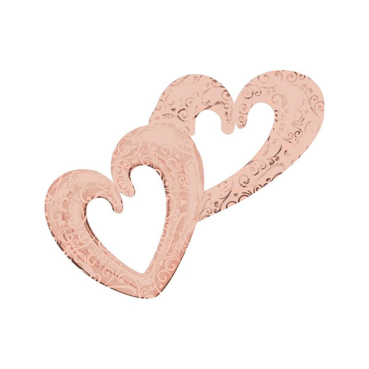 Rose Gold Interlocking Hearts Foil Balloon - 134cm x 91cm
