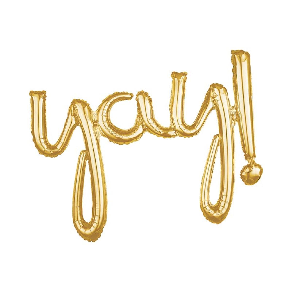 Yay! Gold Script Phrase Foil Balloon