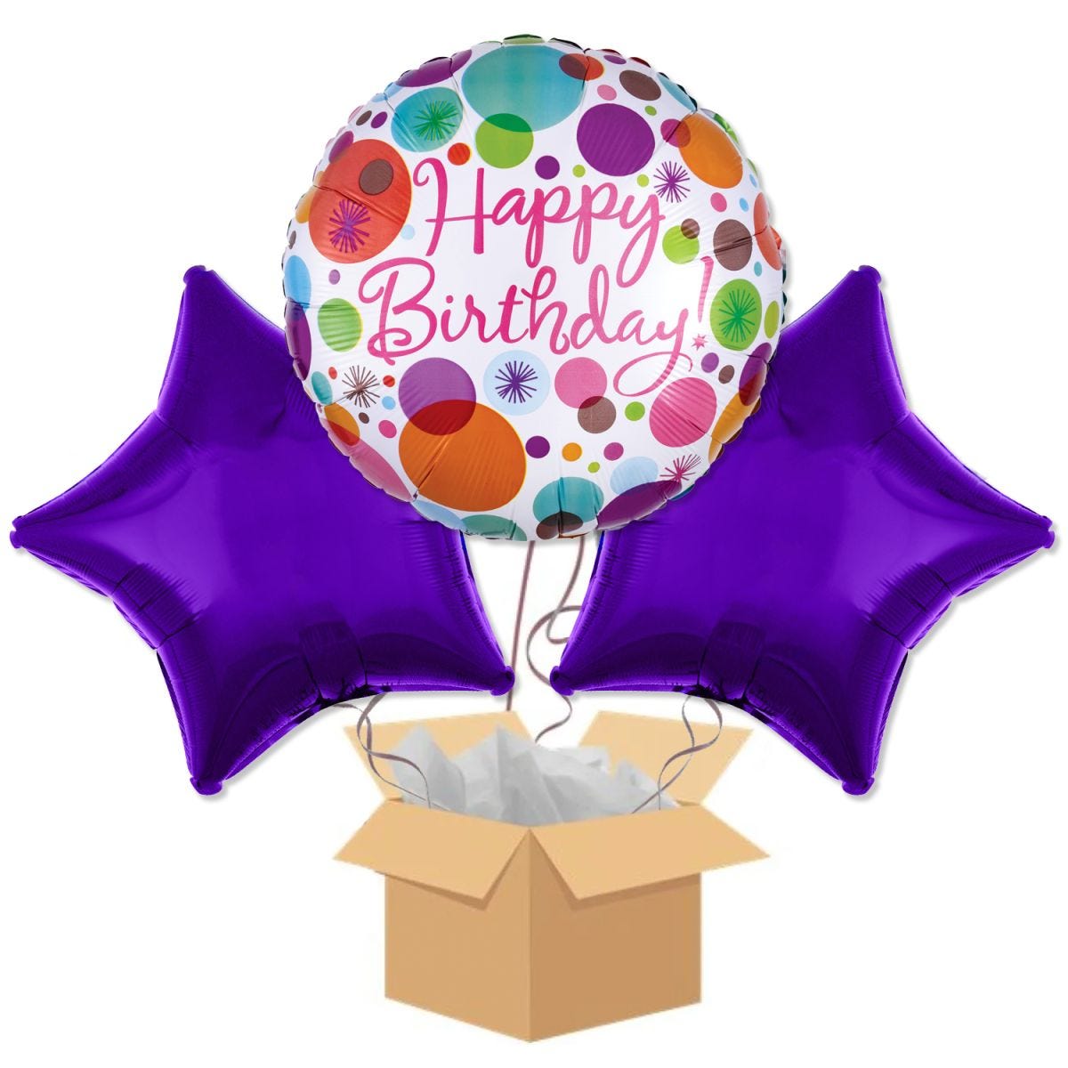 Happy Birthday Polka Dot Balloon Bouquet - Delivered Inflated