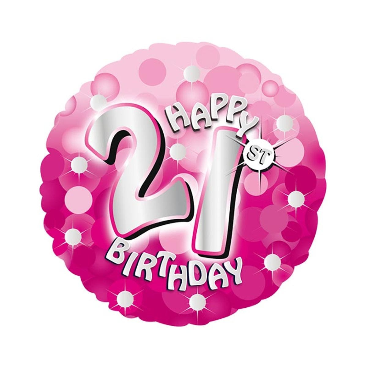 Pink Sparkle &apos;Happy 21st Birthday&apos; Balloon - 18" Foil