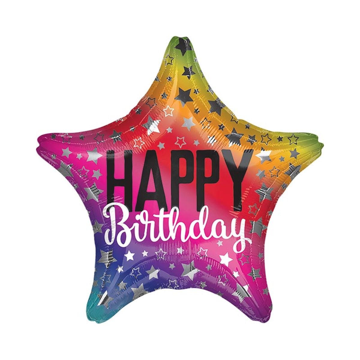 Rainbow Star Birthday Balloon - 18" Foil