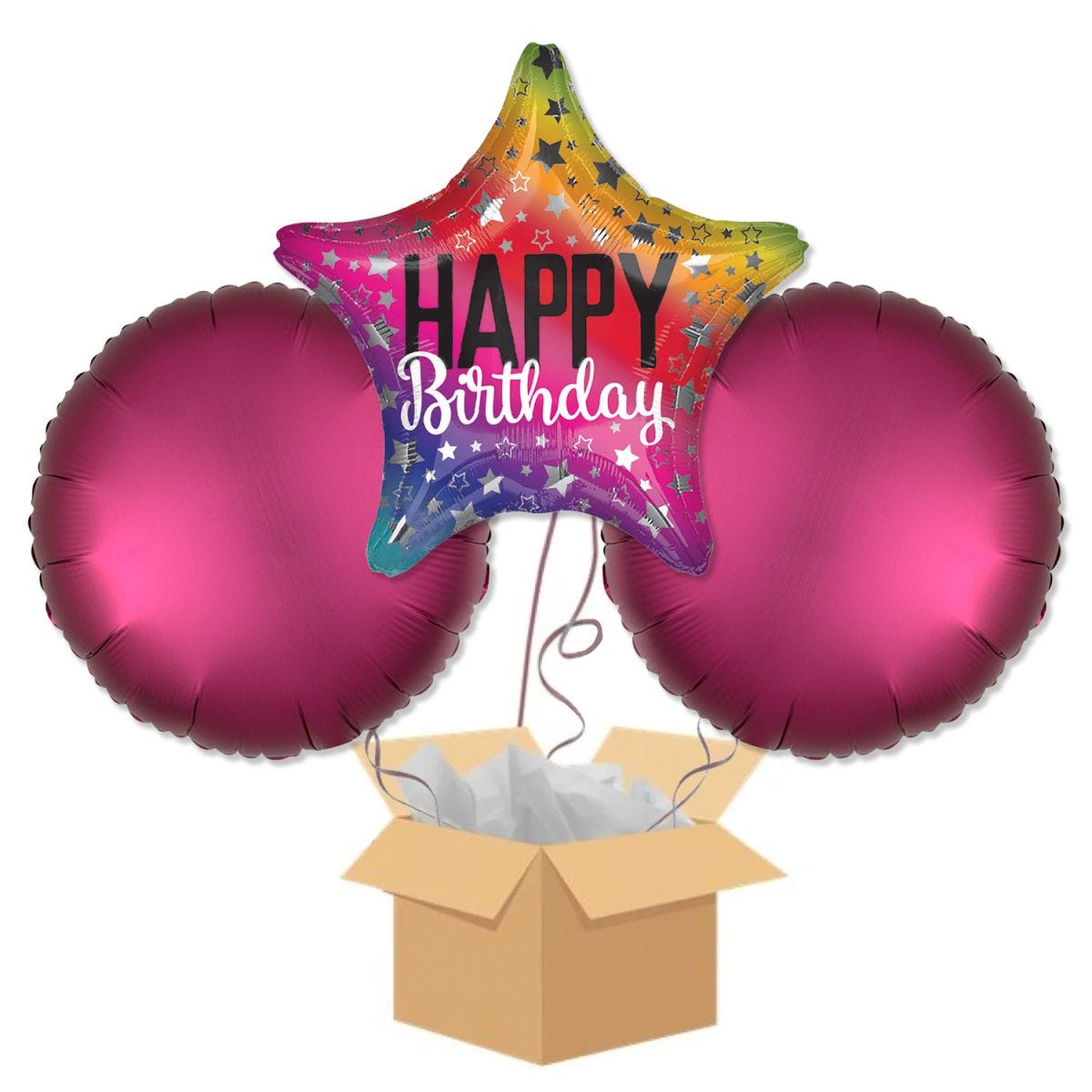 Rainbow Star Birthday Balloon Bouquet - Delivered Inflated