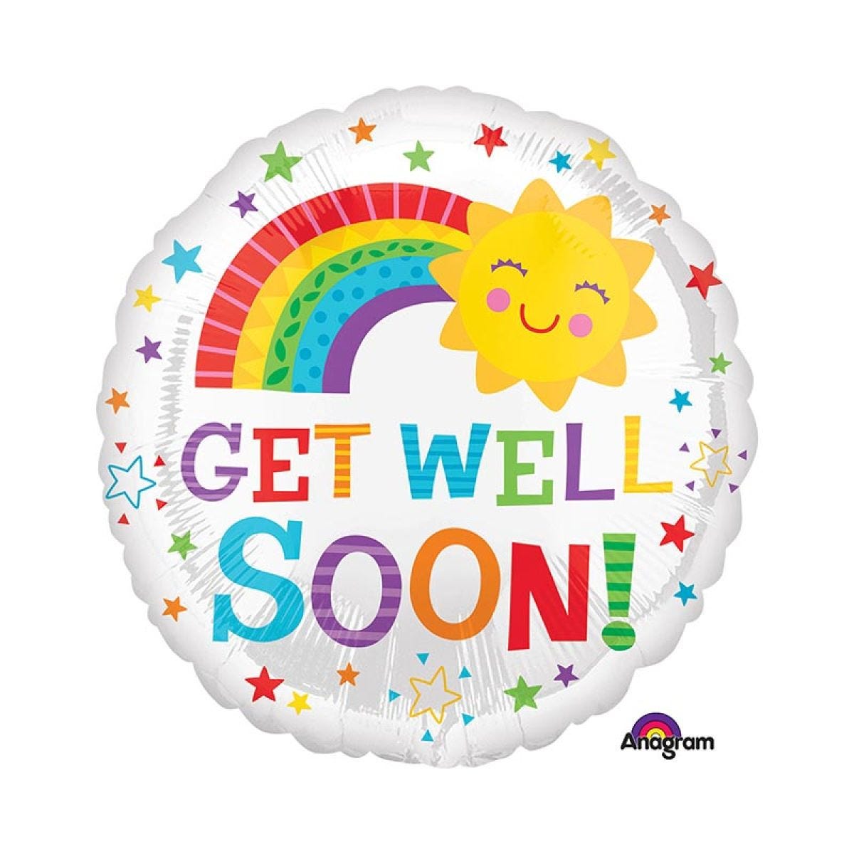 Get Well Happy Sun Balloon - 18" Foil