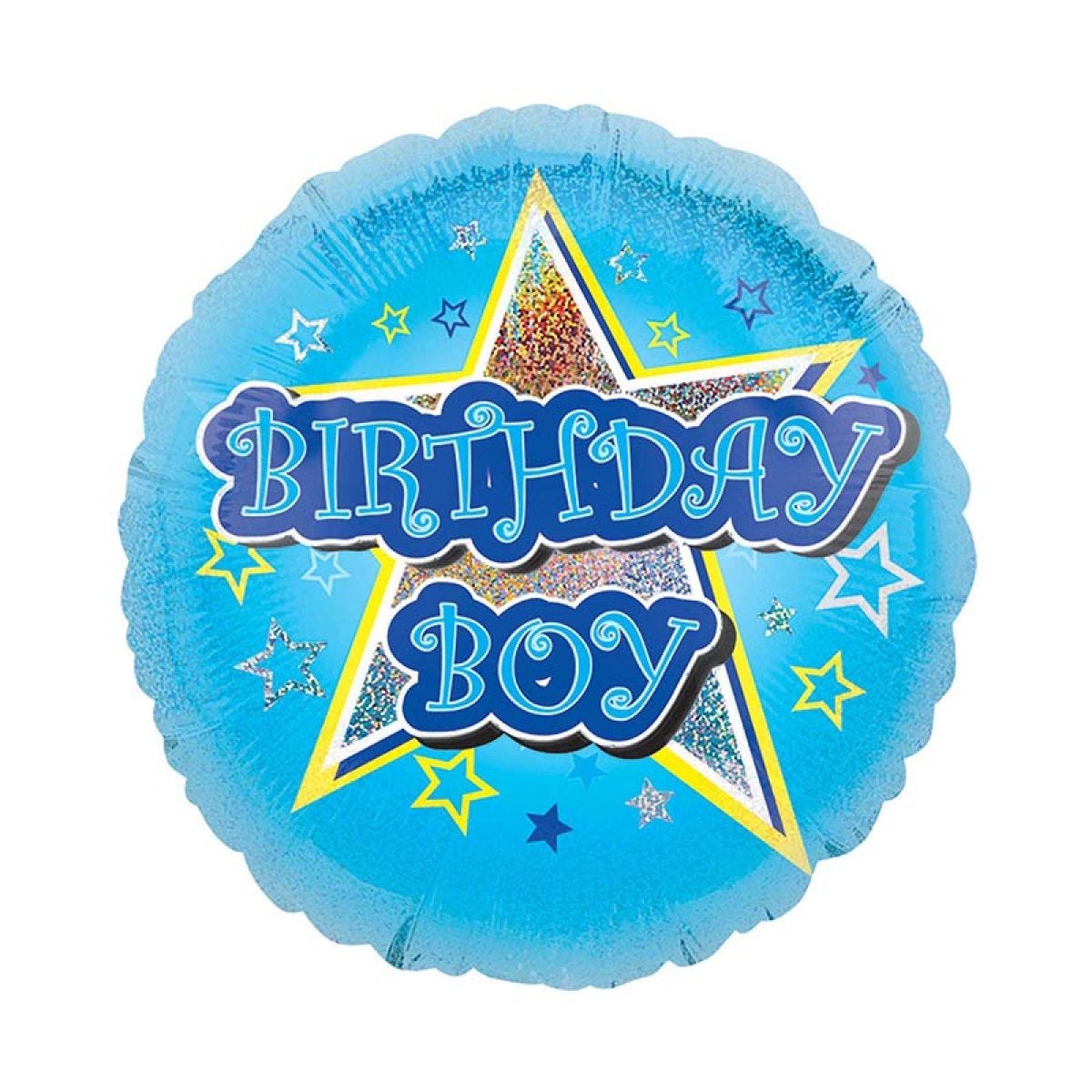 Blue Star Birthday Boy Balloon - 18" Foil