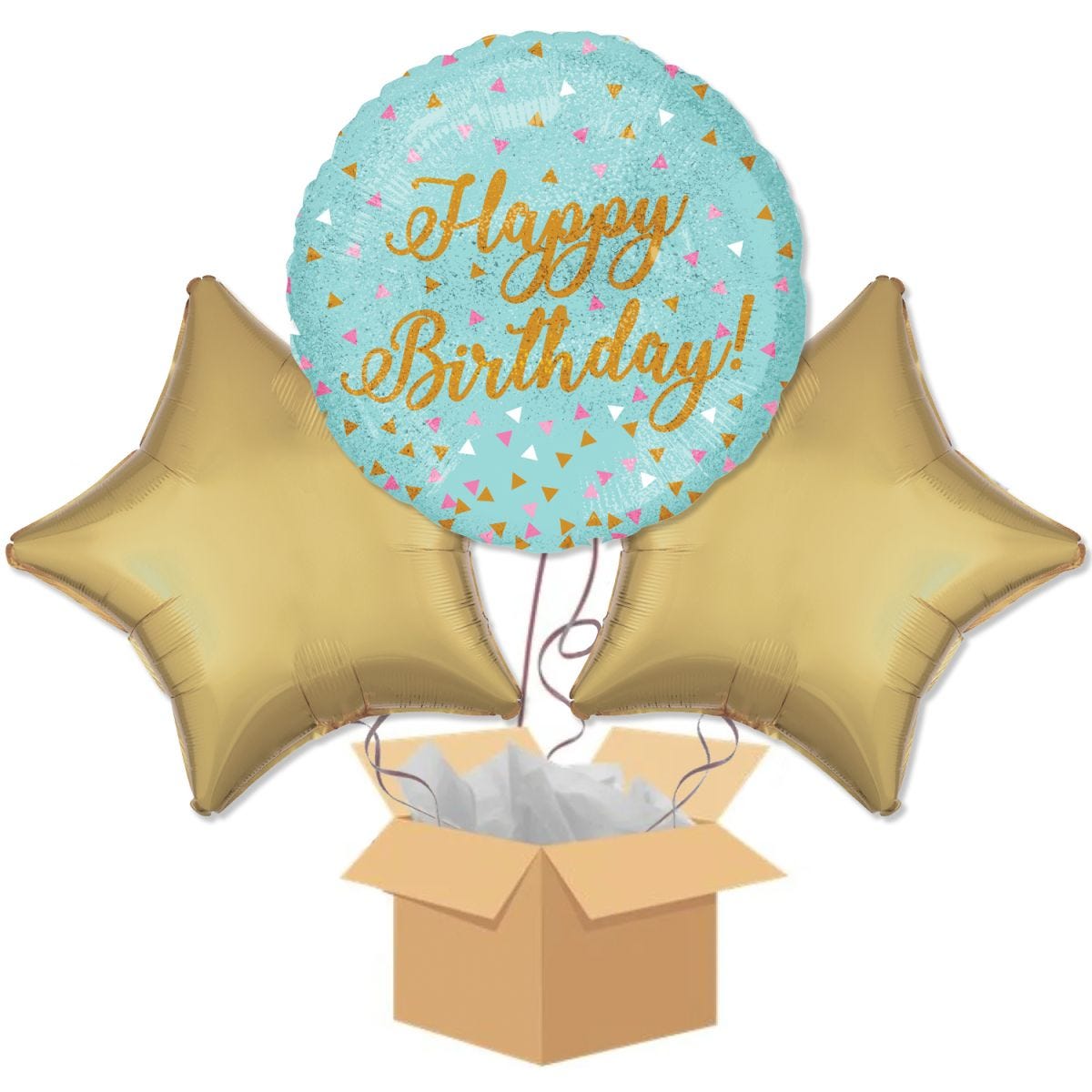 Happy Birthday Aqua  Balloon Bouquet - Delivered Inflated