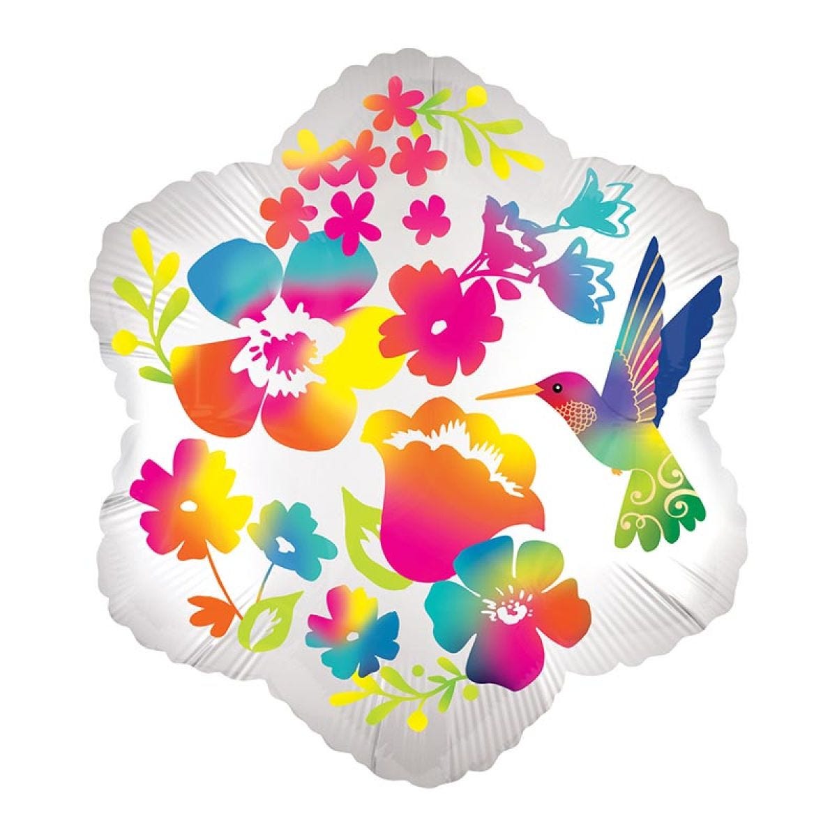 Hummingbird Watercolour Flowers Balloon - 18" Foil