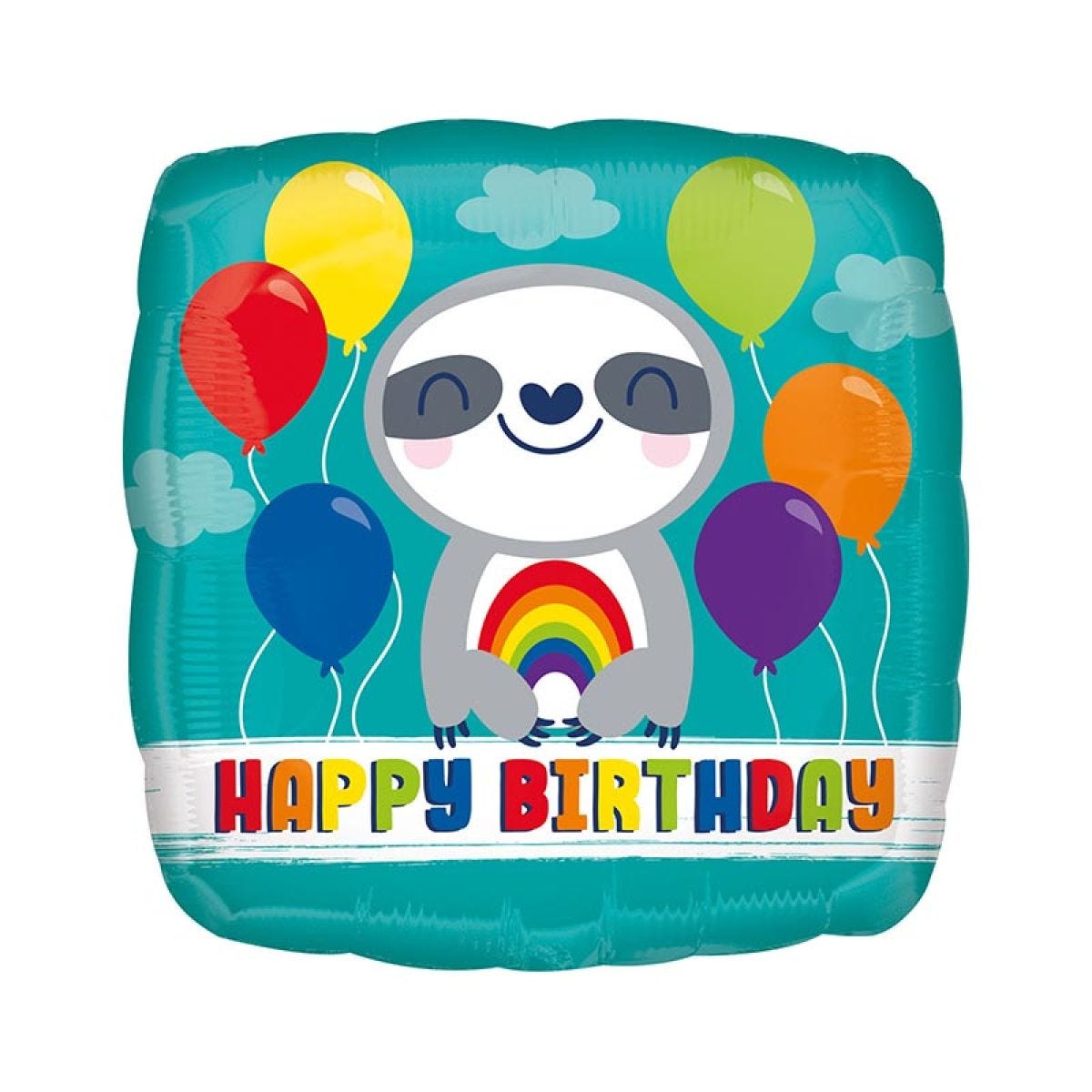 Happy Birthday Rainbow Sloth Balloon - 18" Foil