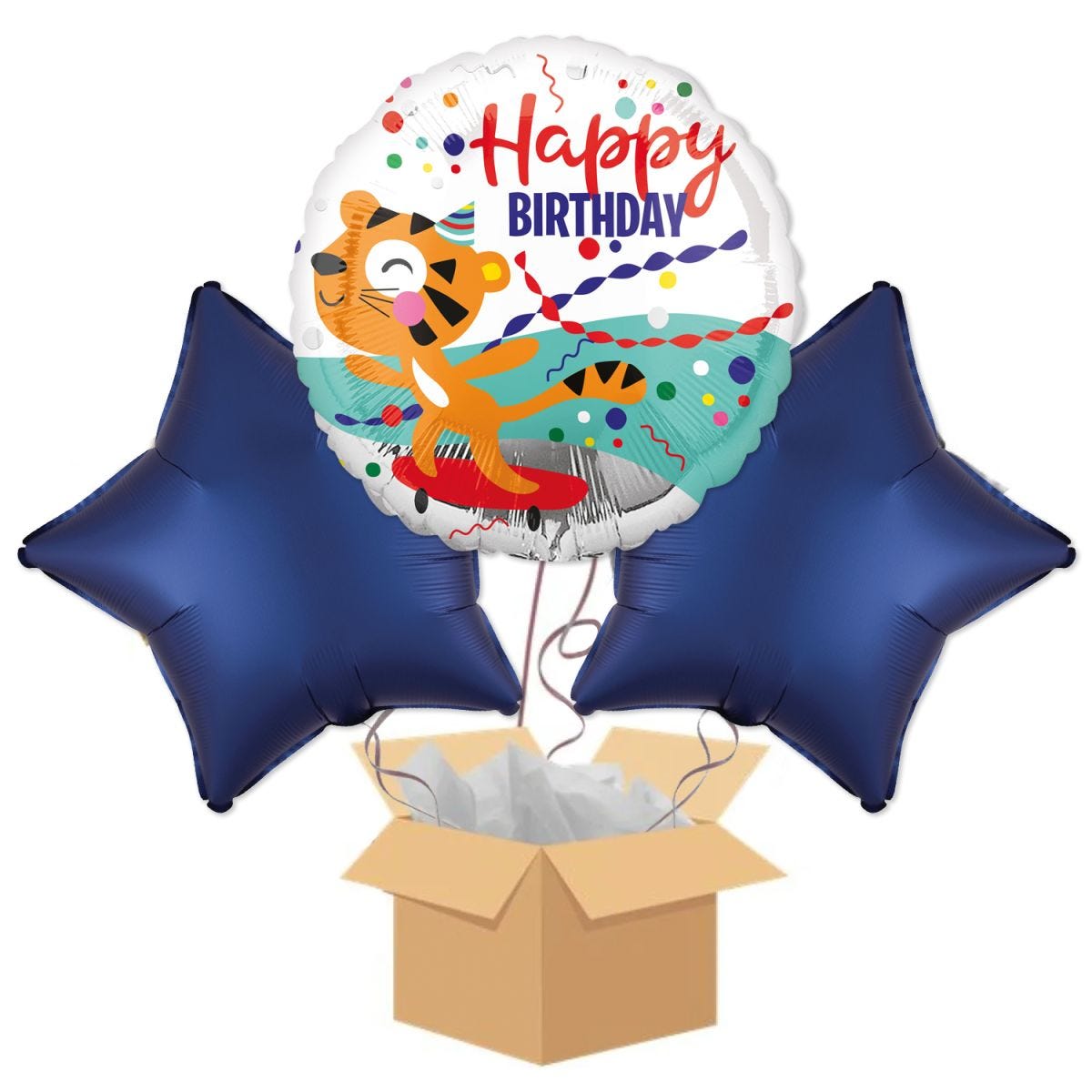 Happy Birthday Tiger Balloon Bouquet - Delivered Inflated