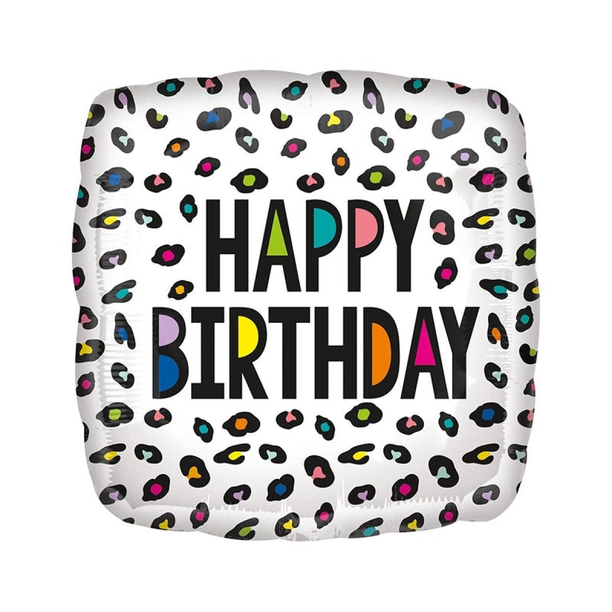 Happy Birthday Rainbow Leopard Balloon - 18" Foil