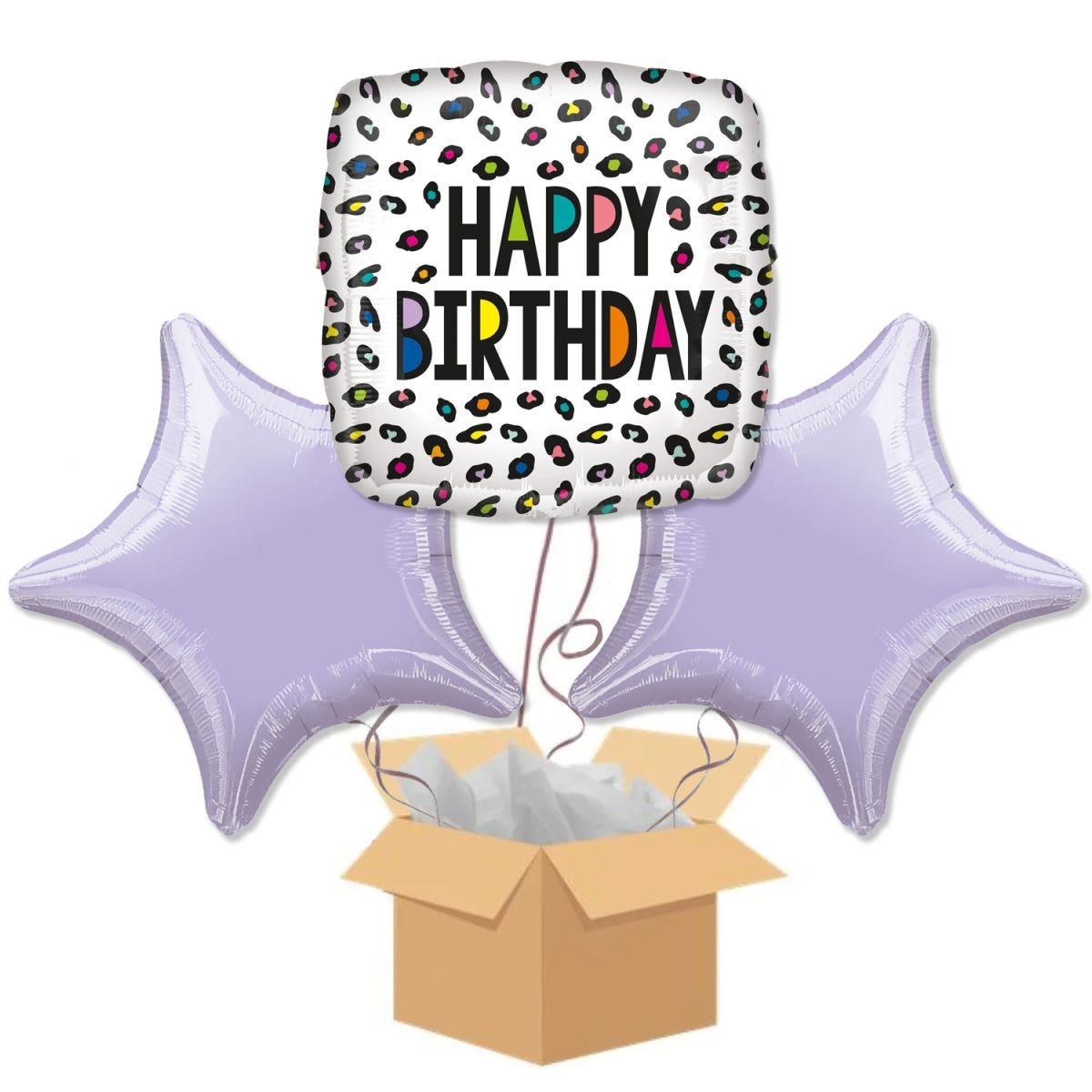 Happy Birthday Leopard Balloon Bouquet - Delivered Inflated