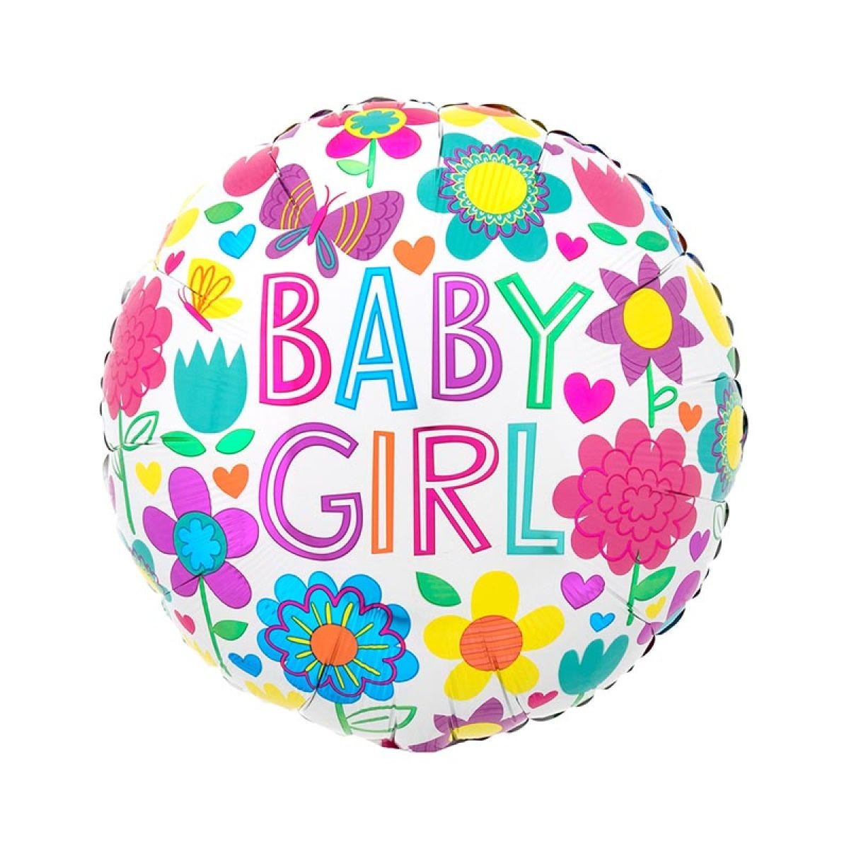 Baby Girl Floral Butterfly Balloon - 18" Foil