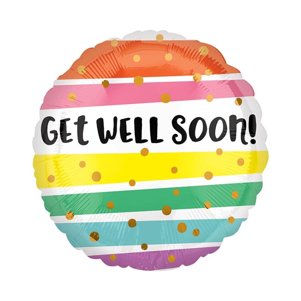 Get Well Bold Stripes Balloon - 18" Foil