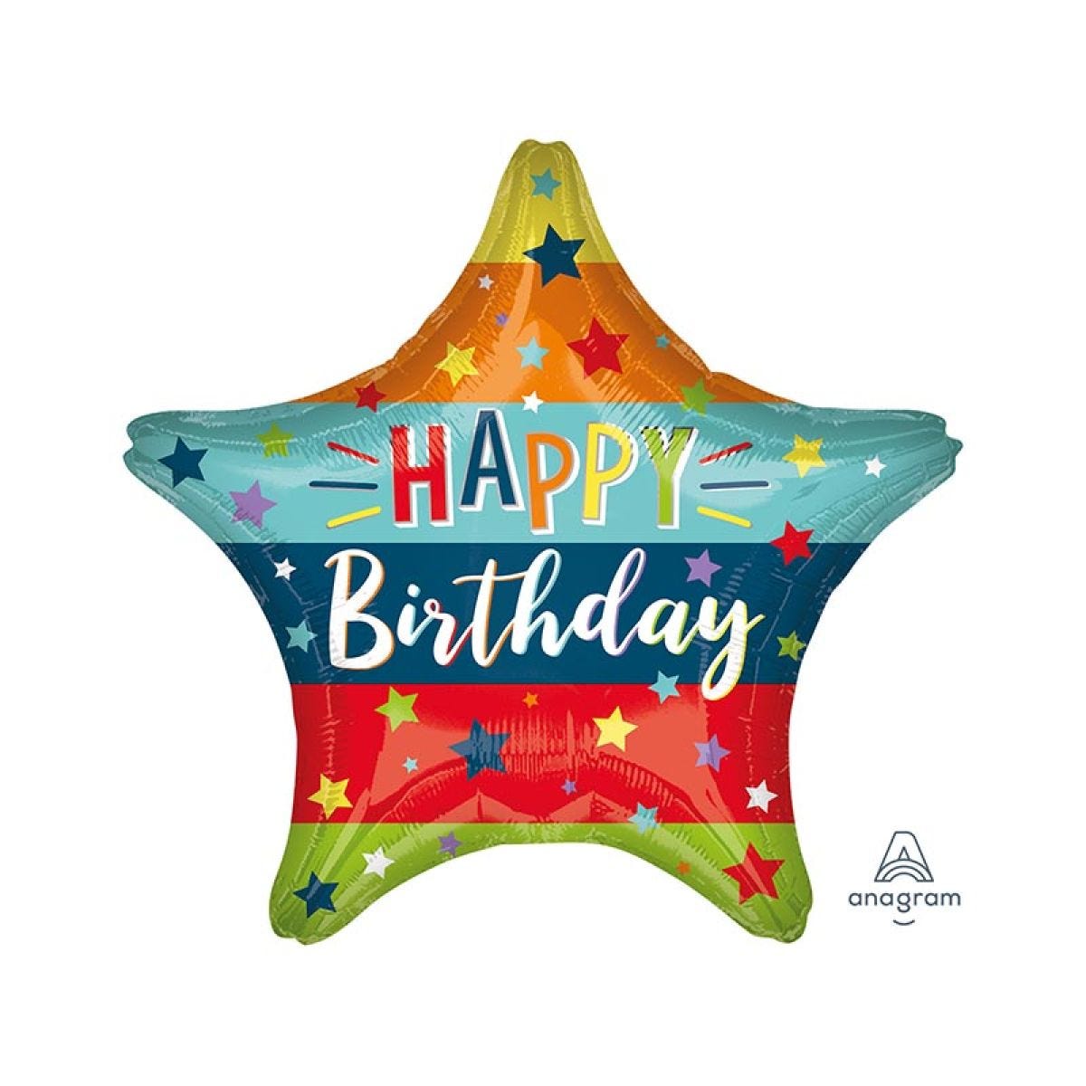 Stars & Stripes Happy Birthday Star Balloon - 18" Foil