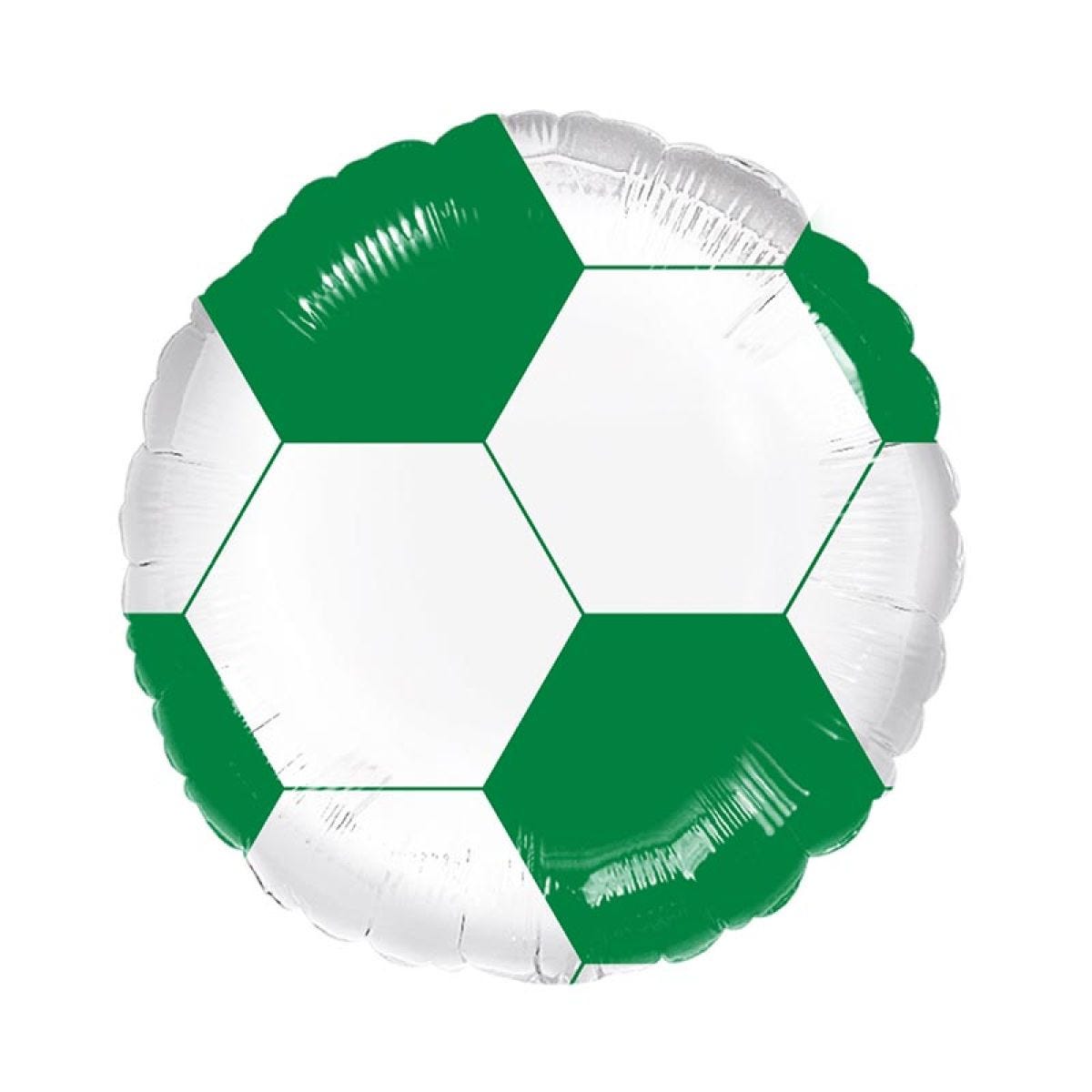Green & White Football Foil Balloon - 17"