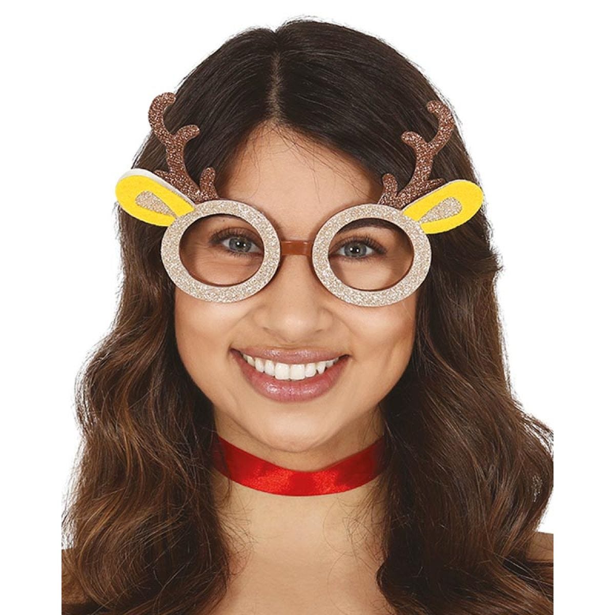 Glitter Reindeer Christmas Glasses
