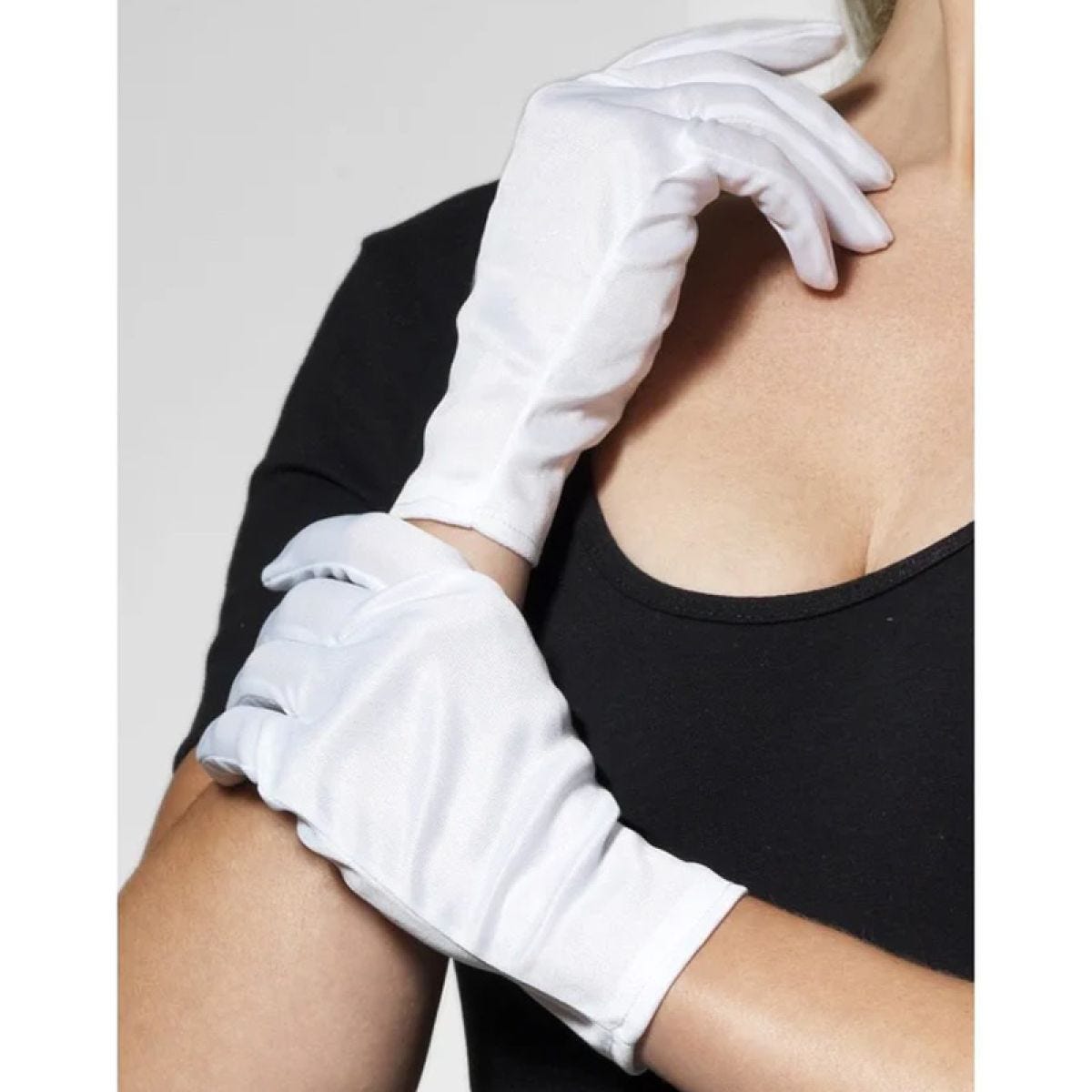 White Ladies Santa Gloves